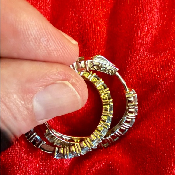JTV. These are aquamarine style hoop earrings. These have a safety clasp. - Picture 4 of 5